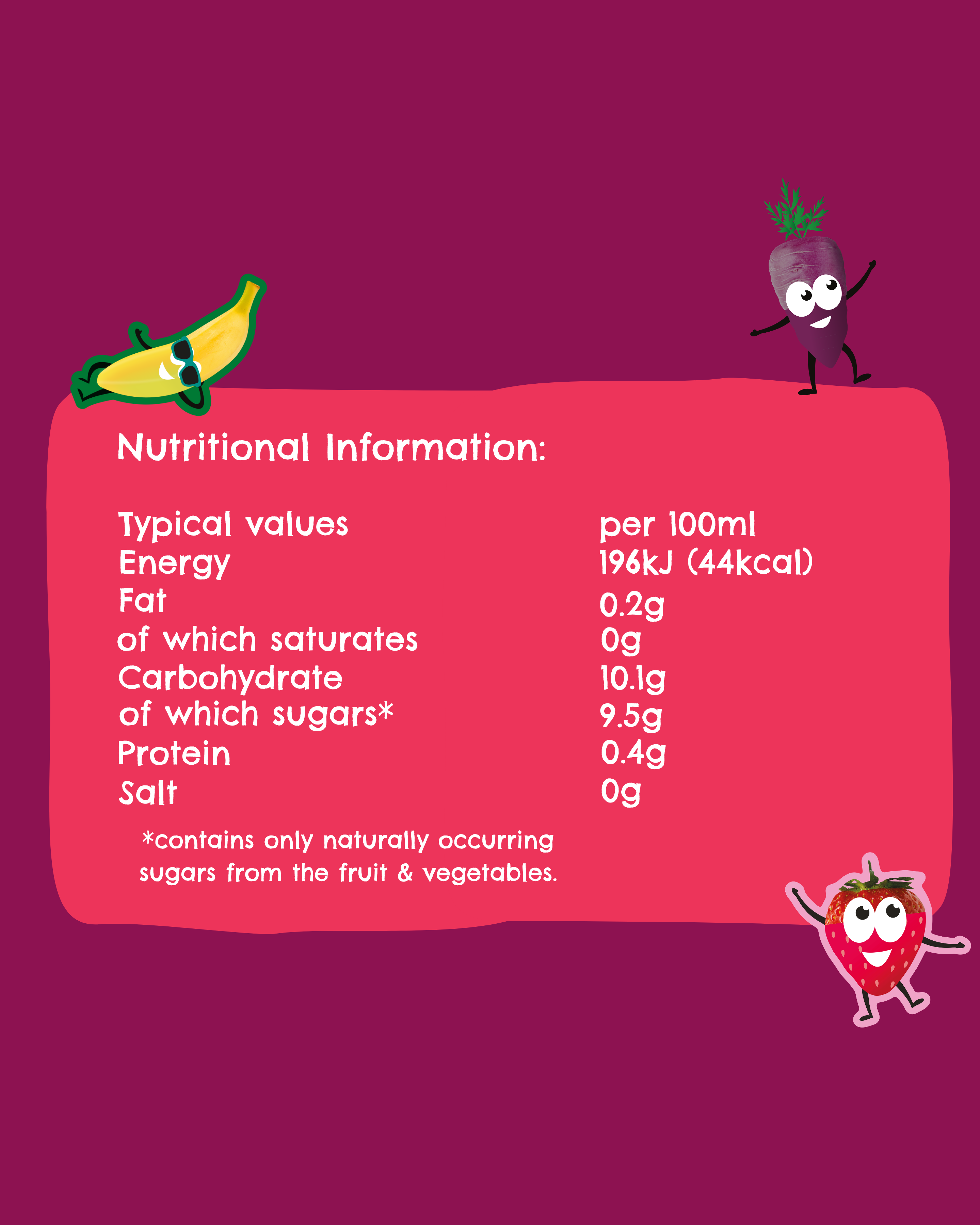 Strawberry, Banana & Purple Carrot Smoothie 180ml