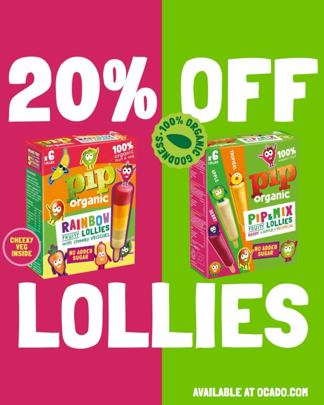 Piptastic discount on lollies 🌈🍏🥭🍓

Save 20% on Pip Organics lolly range at @ocadouk. Promotion running online from 18 June till 15 July 2025. 

#ocadouk #piporganic #noaddedsugar #summer #organicsnack #summertreat #organic #healthylolly